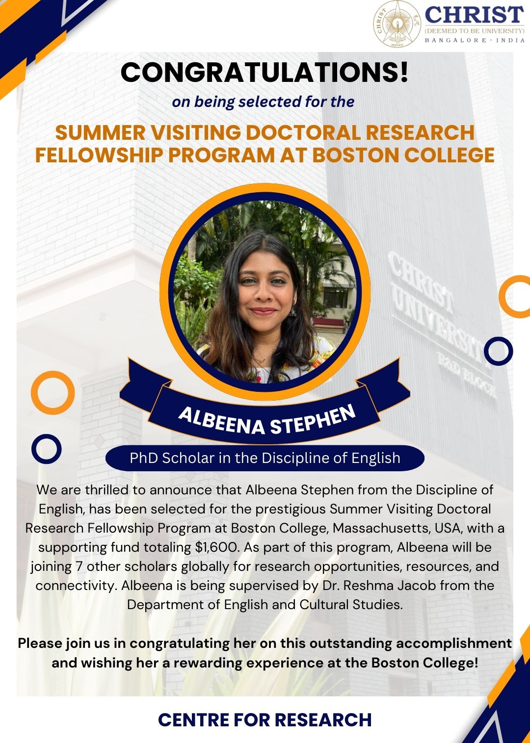 Albeena Rislpr CHRIST UNIVERSITY