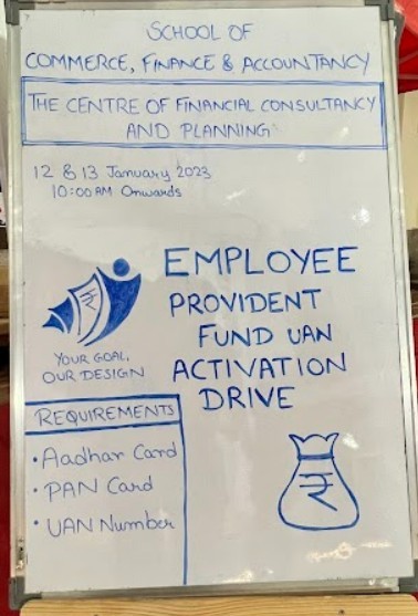 UAN and EPF activation drive notice board, CHRIST Pune Lavasa Campus