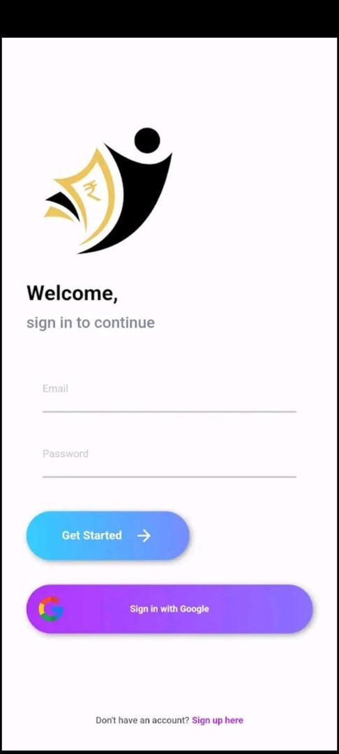 Wallet View mobile application welcome screen