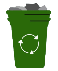 Illustration of a green recycling bin with the recycling symbol