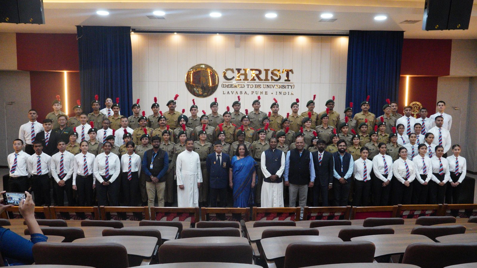 Rank ceremony group photograph with dignitaries, CHRIST Pune Lavasa Campus
