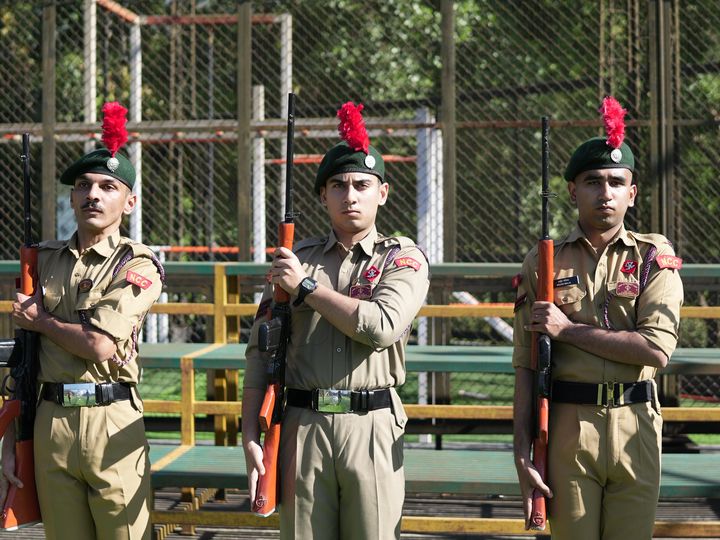 Arms drill with rifles during institutional training, CHRIST Pune Lavasa Campus