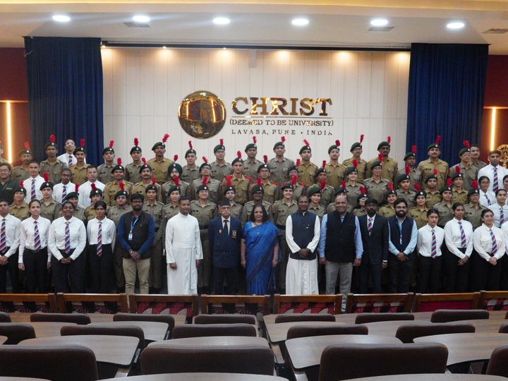 Rank ceremony group photograph with dignitaries, CHRIST Pune Lavasa Campus