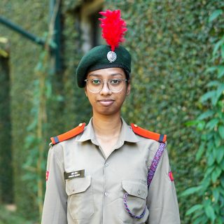 Portrait of Srishti Soren, NCC cadet at CHRIST Pune Lavasa Campus
