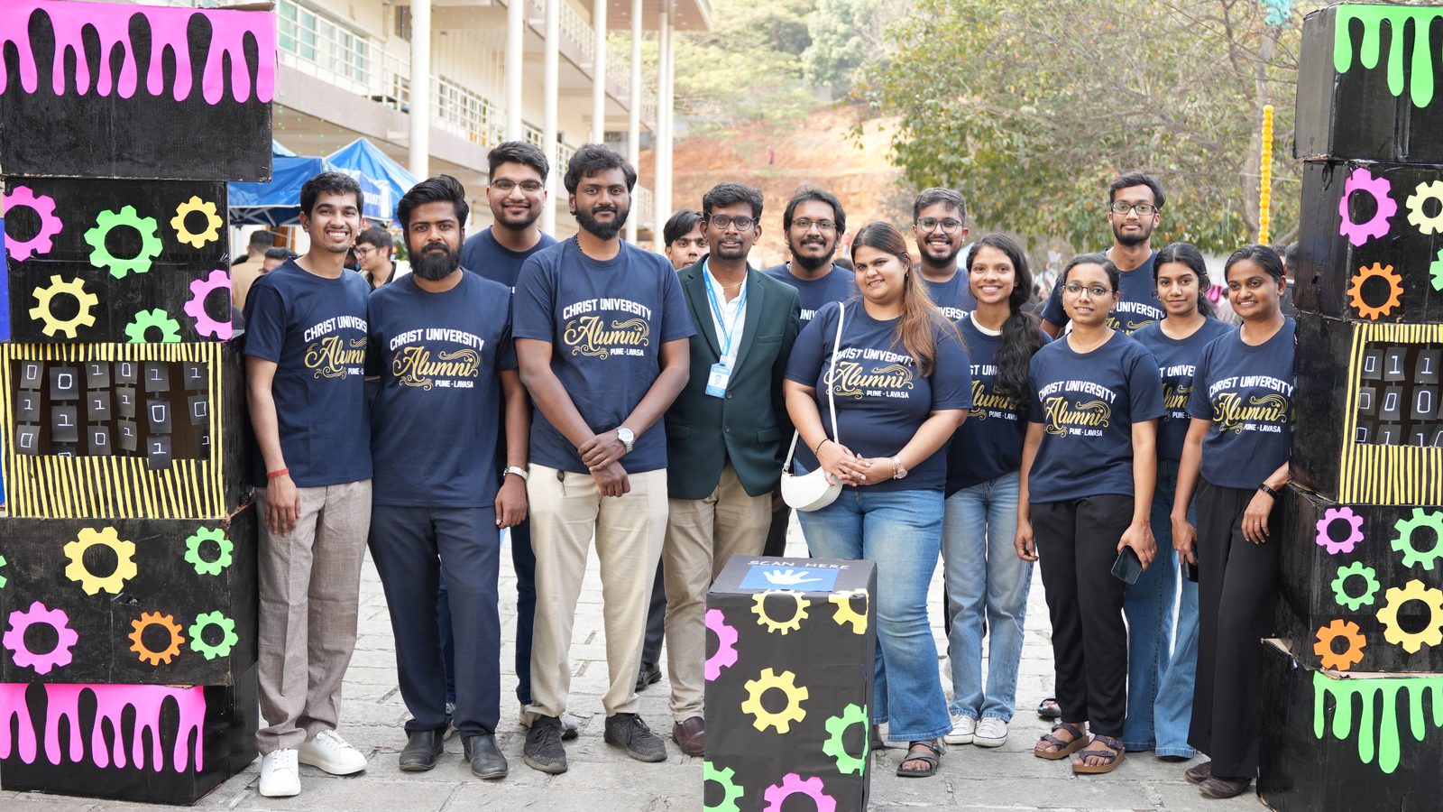 CHRIST University Alumni volunteers at the Alumni Day 2026 carnival entrance
