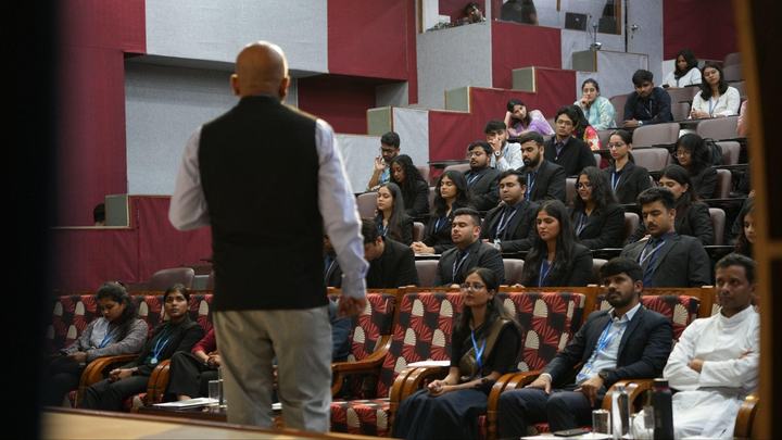 Fr Lijo Thomas addressing Student Council members and student representatives