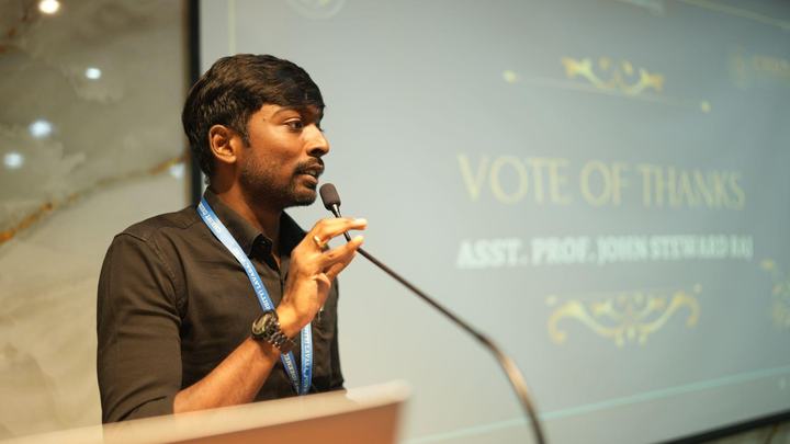 Vote of Thanks by Asst. Prof. John Steward Raj at the Student Council Valedictory Ceremony