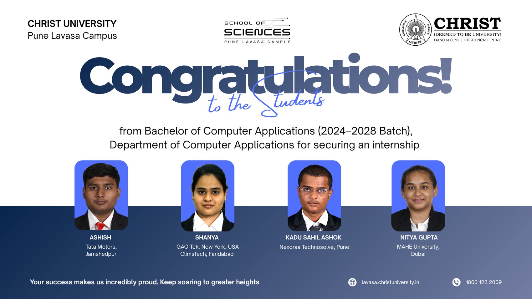 Internship congratulations poster 2 for academic year 2026-27