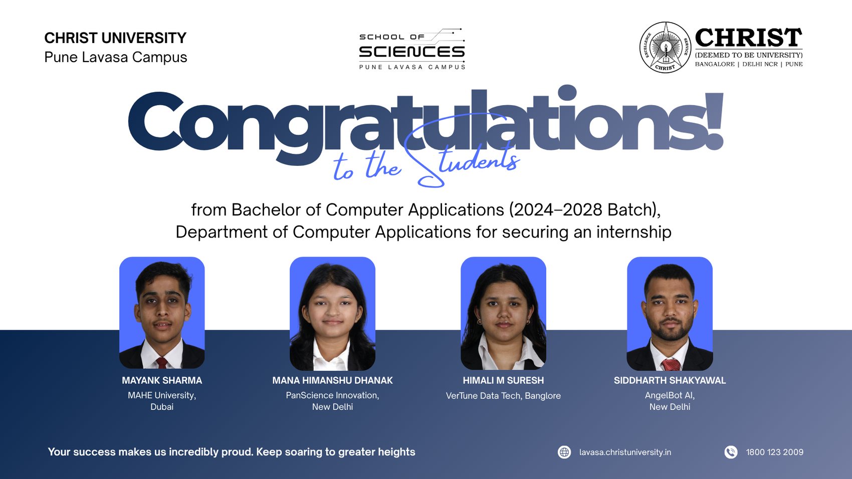 Internship congratulations poster 3 for academic year 2026-27