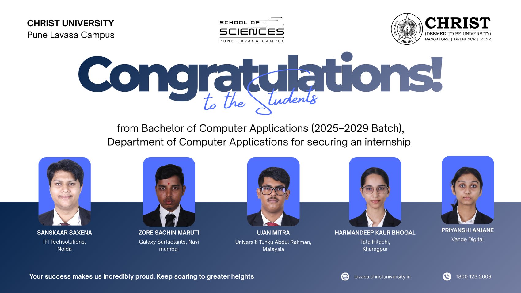 Internship congratulations poster 4 for academic year 2026-27