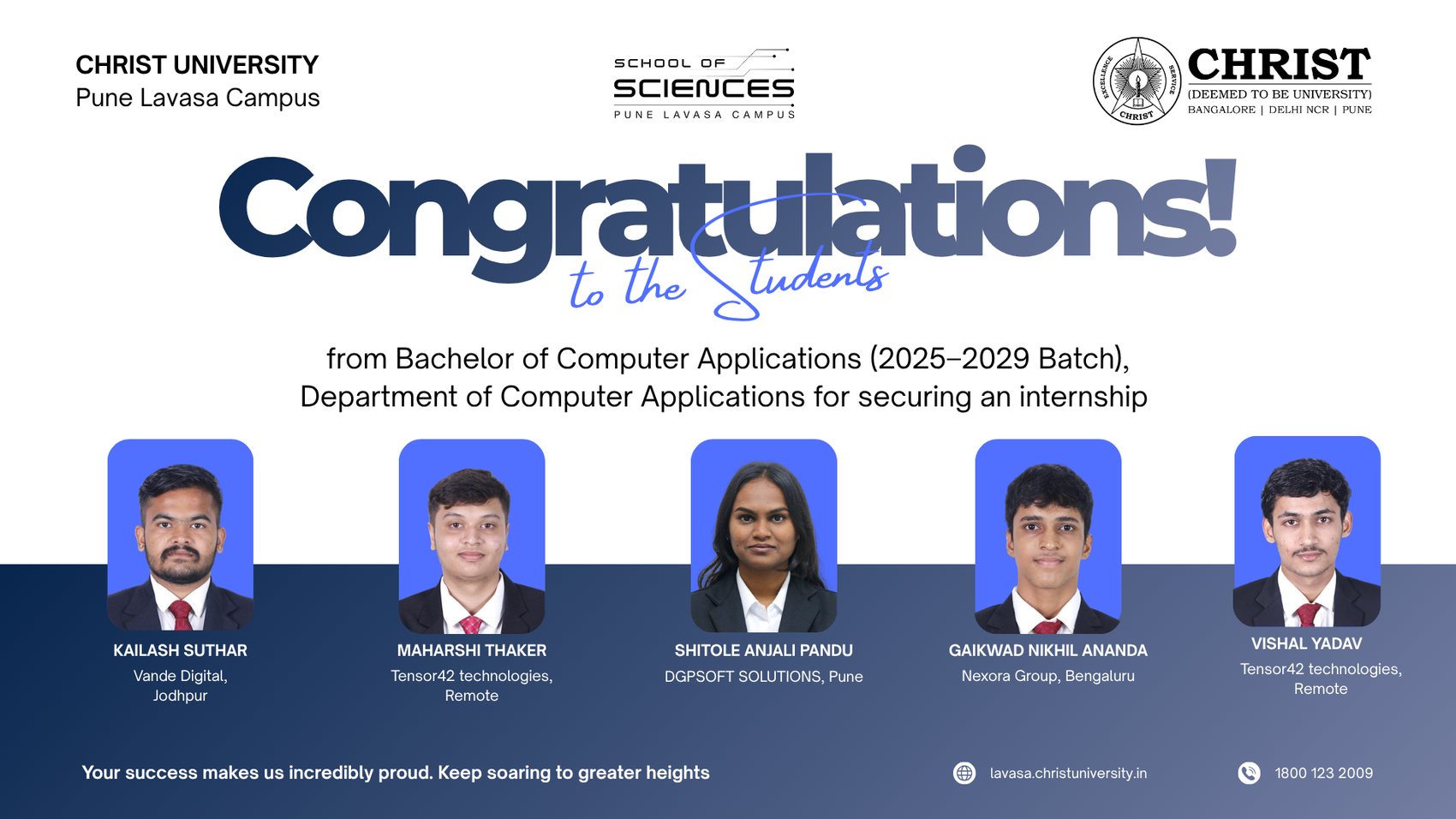 Internship congratulations poster 5 for academic year 2026-27