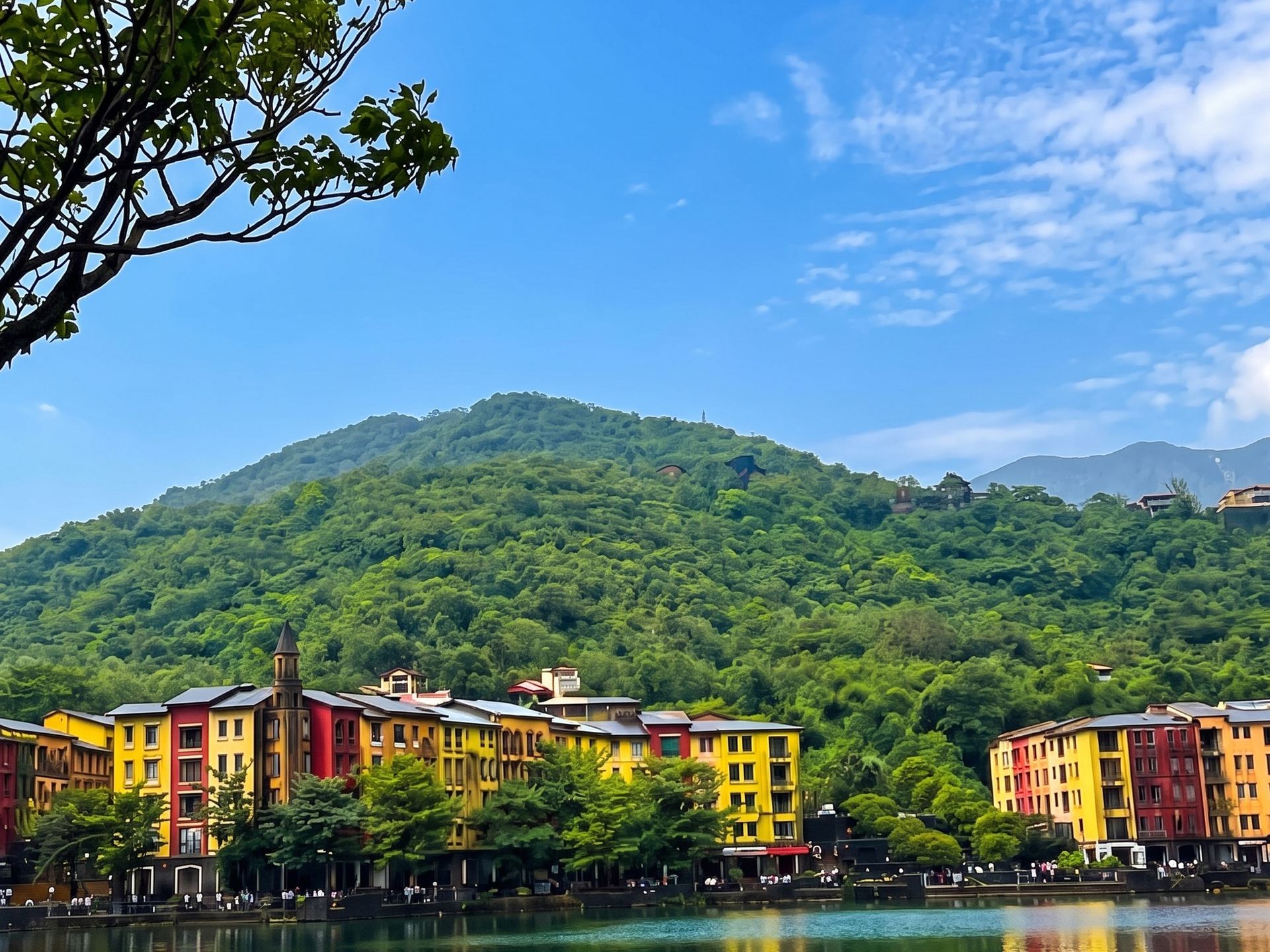 The Lavasa township and lakefront in the Sahyadri hills of the Western Ghats