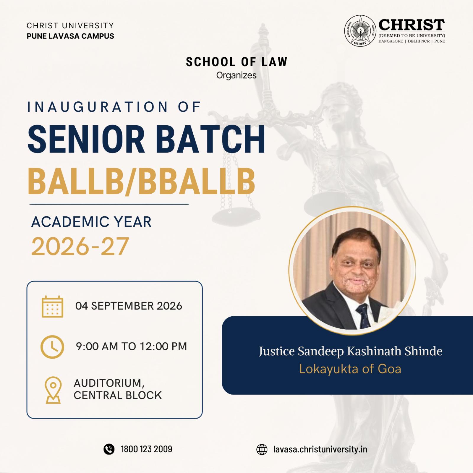 Inauguration of Senior Batch BALLB/BBALLB 2026-27 poster