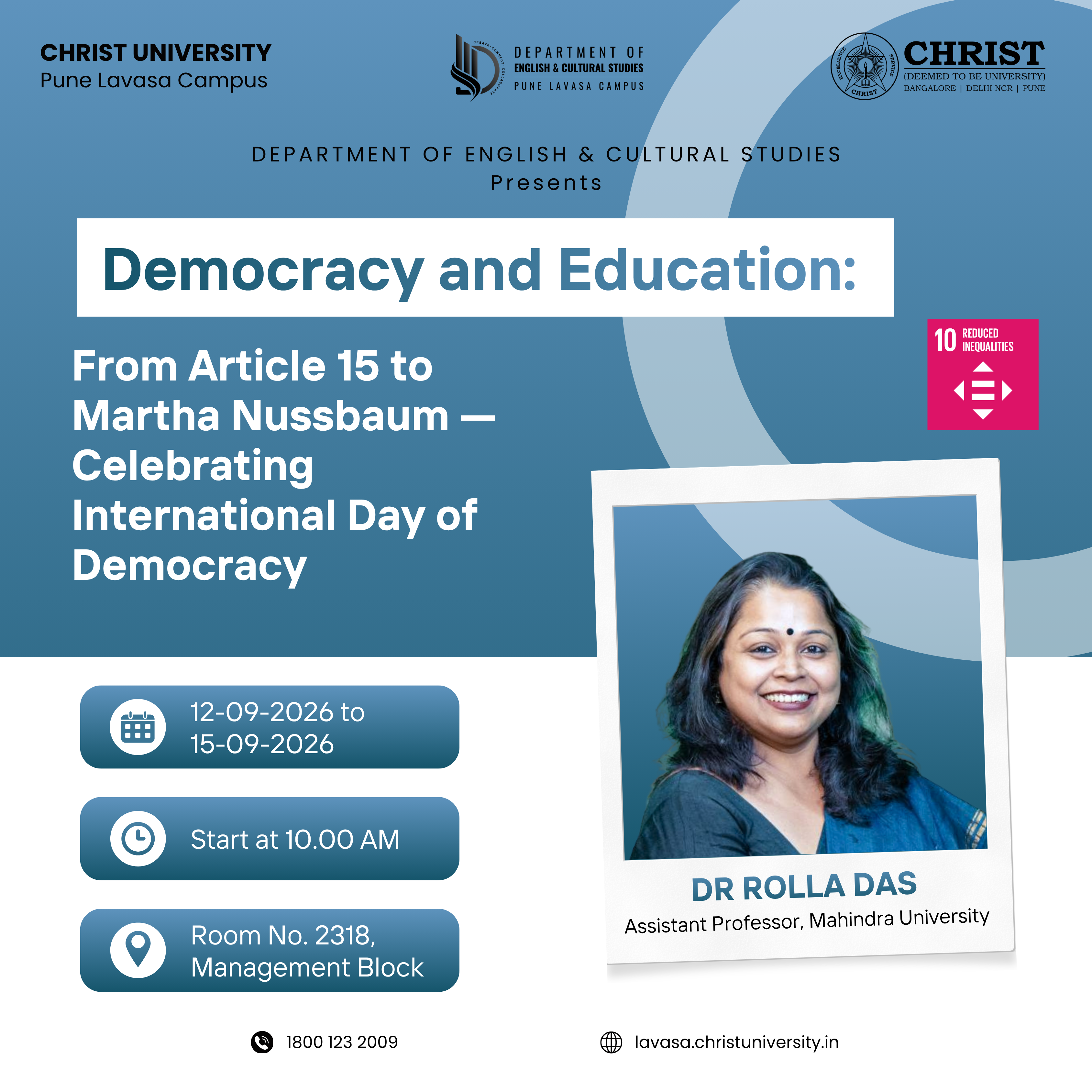 Democracy and Education: From Article 15 to Martha Nussbaum — Celebrating International Day of Democracy poster