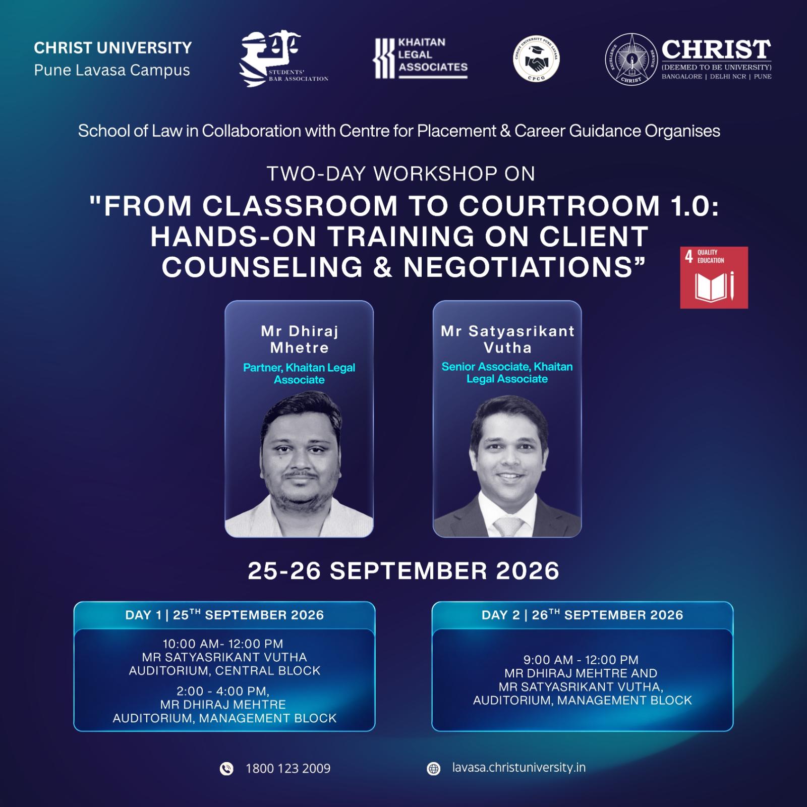 From Classroom to Courtroom 1.0: Hands-on Training on Client Counseling & Negotiations poster