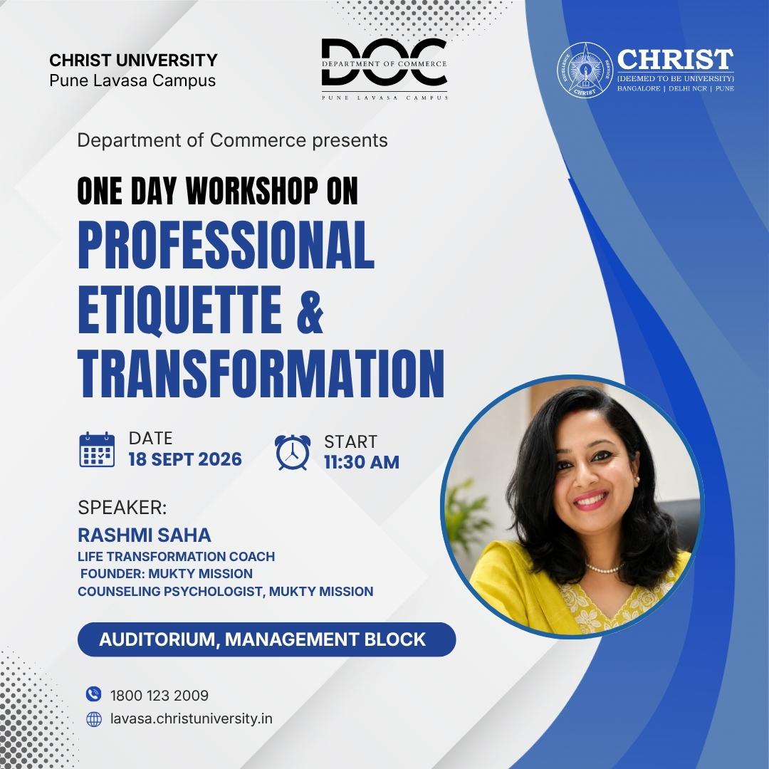 One Day Workshop on Professional Etiquette and Transformation poster