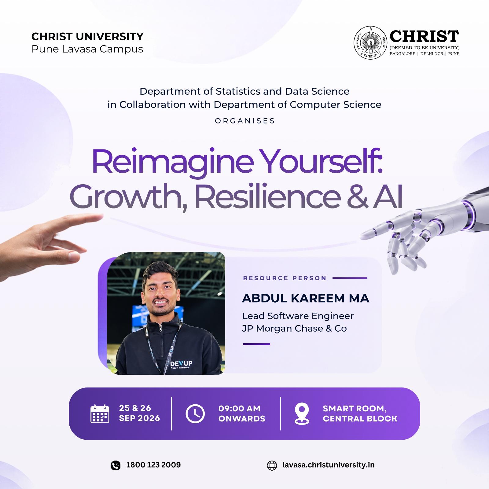Reimagine Yourself: Growth, Resilience & AI workshop poster