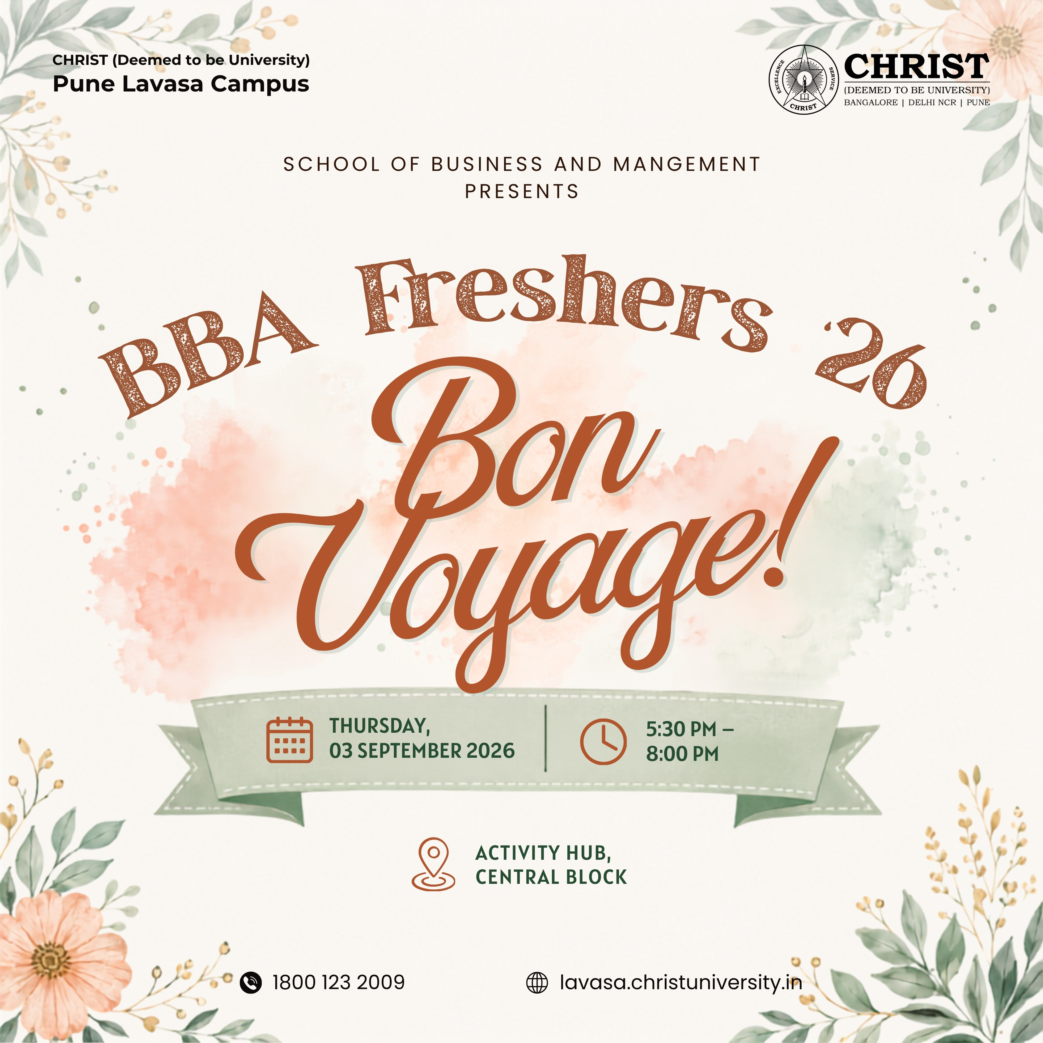 BBA FRESHERS’ 26 poster